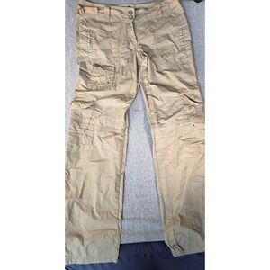 Clash Jeans USA Womens Khaki Cargo Pants Embroidered Low Rise Utility Size 3